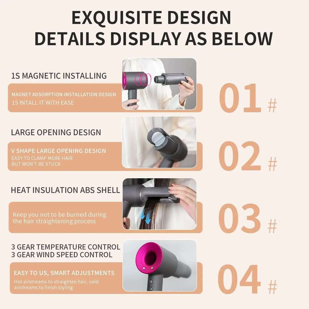 Straight Nozzle Attachment For Dyson Airwrap HD Supersonic Dryer Hair Styling Plate Clamp Straightening Tool