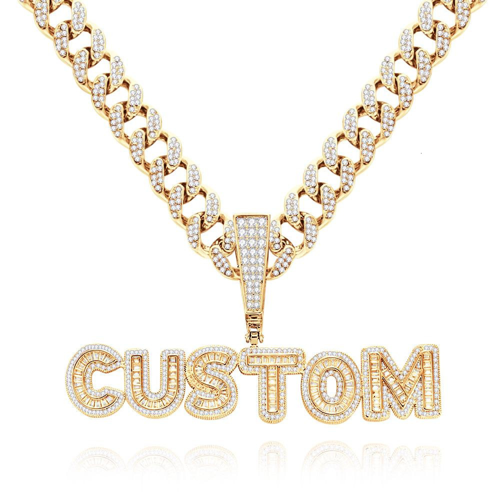 Iced Out Custom Name Necklace Double Layer Personalized Diamond Letter Pendant Stainless Steel Gold Chain Nameplate Jewelry Gift 250221