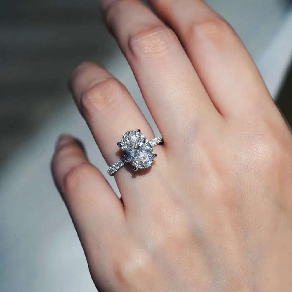 BXINY 1/2/3/4CT Oval Cut Moissanite Rings S Sier D Color VVS Lab Dia For Women Wedding Bands Fine Jewelry GRA Certified