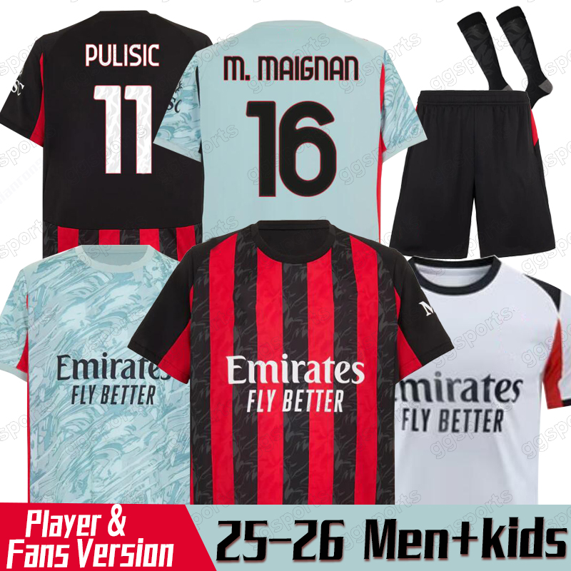 25 26 AC Modric Soccer Jerseys 125th acmilan 2025 PULISIC THEO JOAO FELIK Shirt RAFA LEAO CALABRIA GIMENEZ KALULU OKAFOR BENNACER WALKER kids kit Milan Football kit