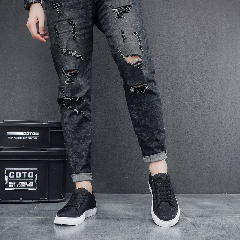 2025 Summer New style hot sale greye black shoes men casual printed matching color skate shoes thick sole lightweight Comfortable shoes Hip-hop style 