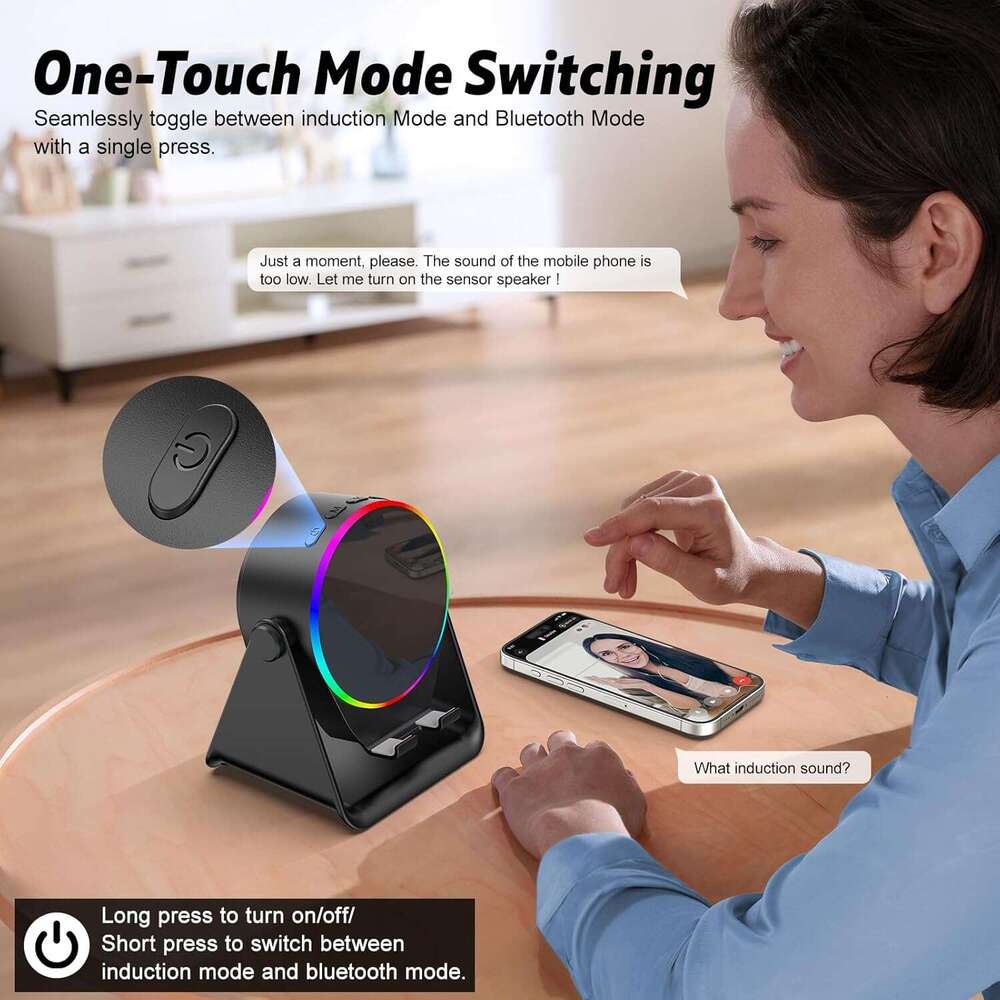 DHgargets Wireless Bluetooth Speaker Phone Stand Colorful Ambient Light 360° Rotation Compatible With Iphone/android/ipad/samsung Galaxy- Unique