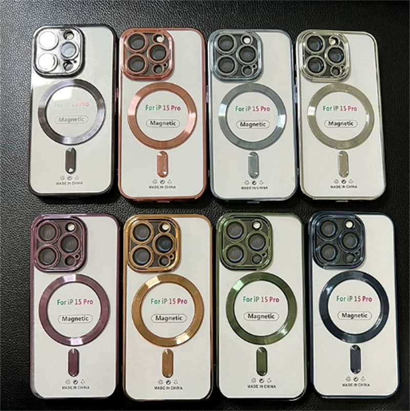 Electroplating Magnetic Case For iPhone 16 16e 15 14 13 12 11 Pro Plus Samsung S22 S23 S24 S25 Ultra Note 20 Plus Soft Magsafe Cover With Camera Lens 