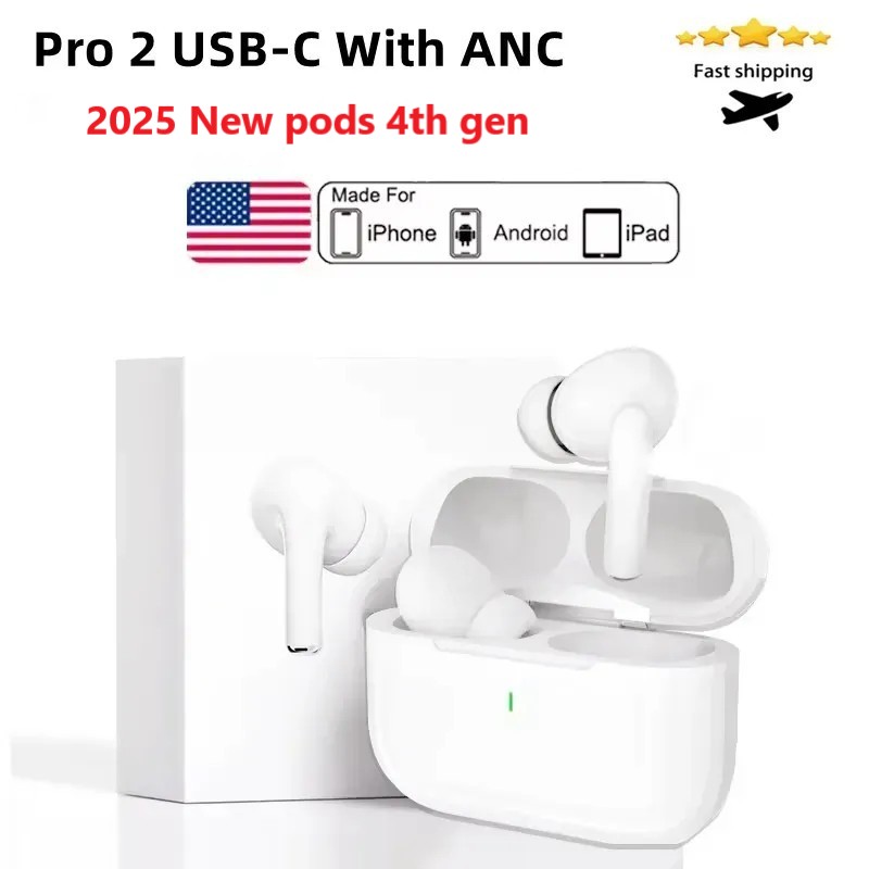 2025 New 4th Gen Pods Pro 2 With ANC TWS Wireless Bluetooth Translation Earphones Pods Pro6 Earbuds Earphone Handfree Headset USB-C charging