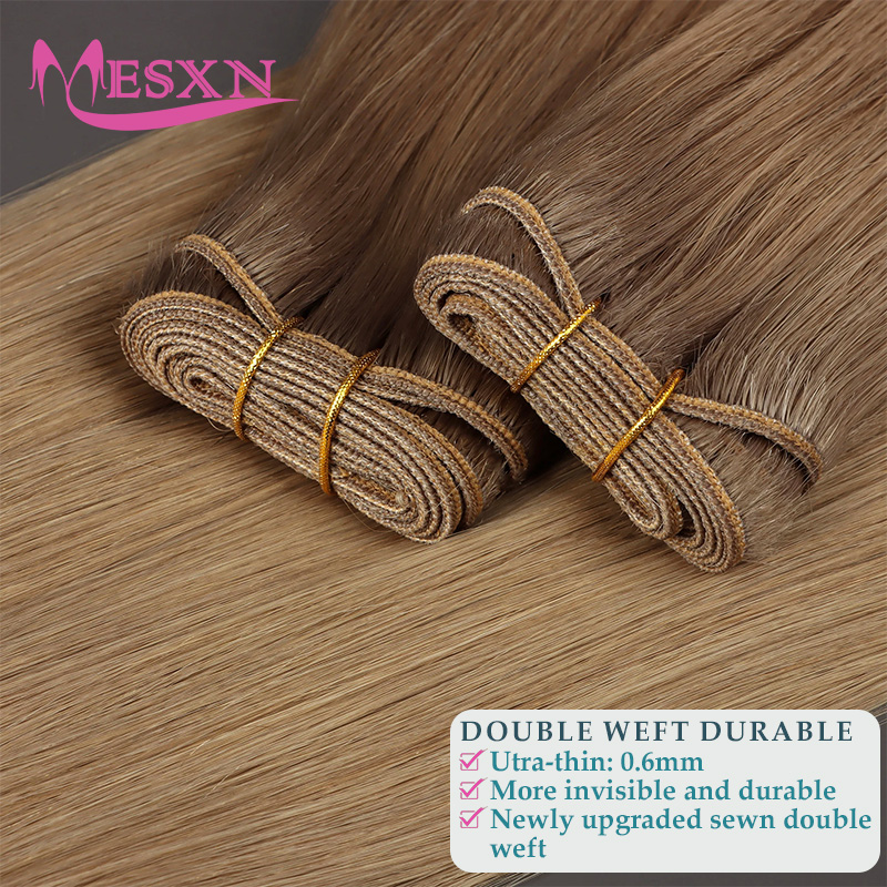 MESXN Human Hair Wefts Extensions Real Human Hair Natural Straight Weaving Bundles Black Brown Blonde