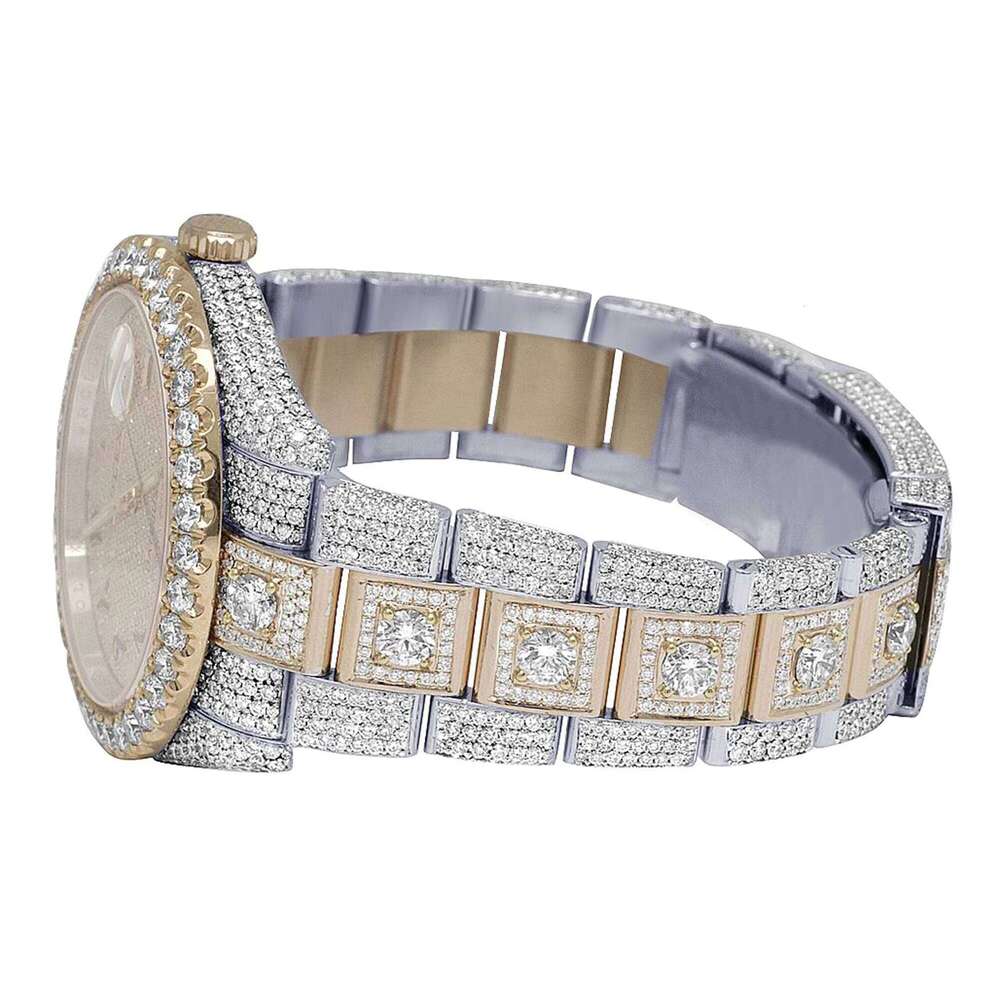 High-quality two-tone wristwatch with a completely chilled Arabic dial VVS date display, stylish and shiny, suitable for trendsetters