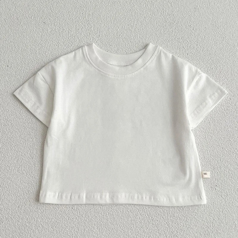 Summer Baby Boys Girls Tshirt Toddler Solid Color Top Clothes Korean Style Infant Short Sleeves 250517z
