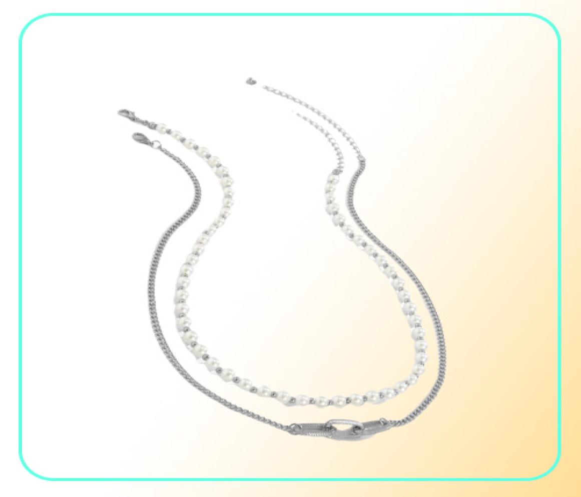 Pendant Necklaces Retro Creative Layered Imitation Pearl Necklace Geometric Design Personality Men And Women Same Jewelry Accessor8922354