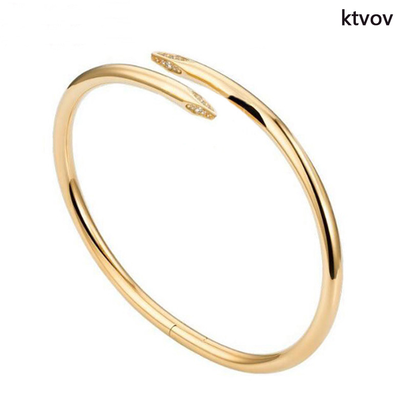 Titanium Steel Valentine's Day Bangle Bracelet 1 Line Full Diamond Cuff Just a Nail Bracelets Women Man Fashion Jewelry For Gift No Box