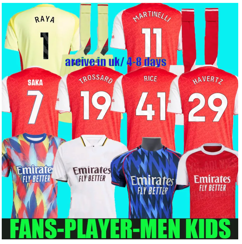 saka HAVERTZ arsenalfootball kits 25 26 soccer jerseys G.JESUS CALAFIORI MERINO RICE ODEGAARD MARTINELLI 2025 2026 Trossard shirt Men Kids fans player version