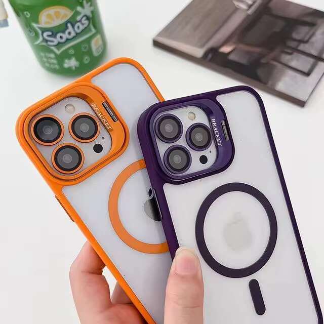 DHgargets Suitable For Apple 16 Phone Magnetic Invisible Bracket, Integrated Lens Film TPU Computer Case