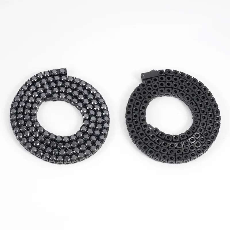 4-5mm Black VVS1 Moissanite Tennis Bracelet 316L Stainless Steel Hiphop Men Jewelry Link Chain Bracelets Pass Tester with Gra