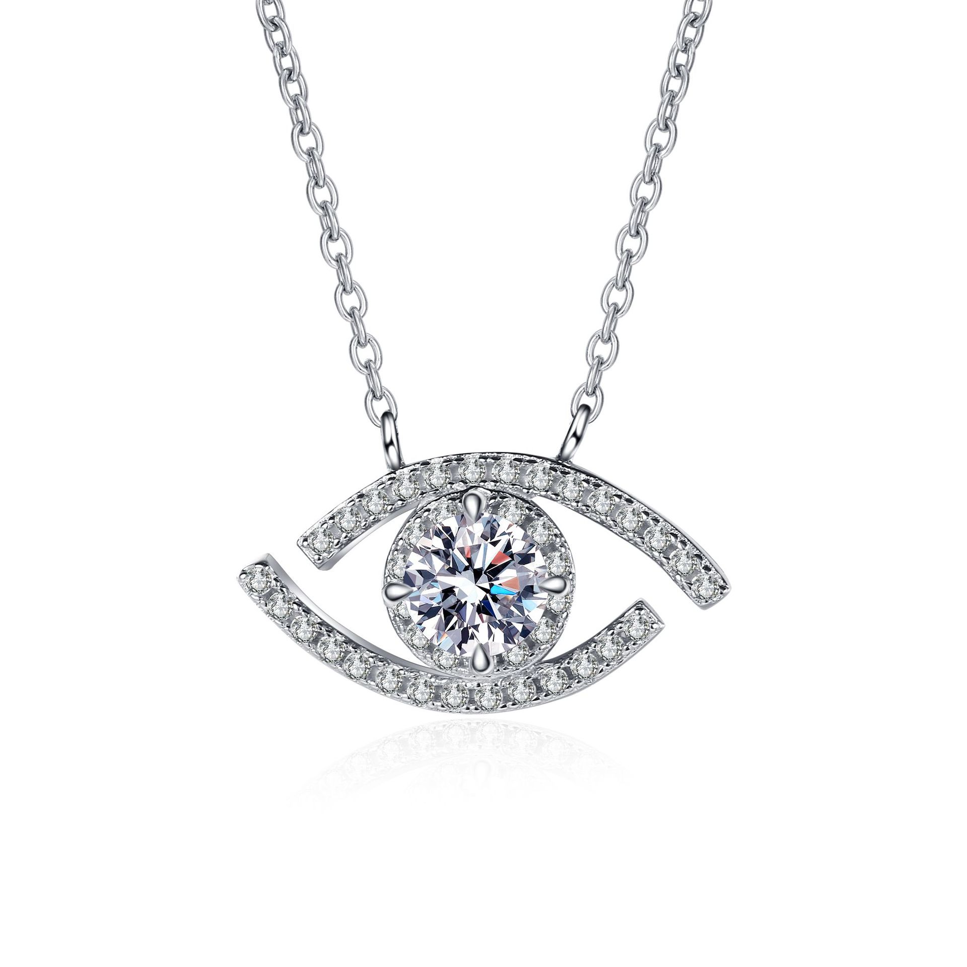 925 Sterling Silver Evil Eye Moissanite Pendant Necklace, Women's Fashion INS Accessories, Korean Design Style, Fine Jewelry
