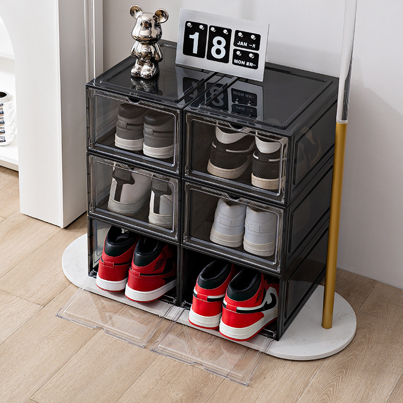 PP thickened transparent shoe box storage, plastic magnetic dust - proof acrylic storage box, shoe combination shoe cabinet, wholesale