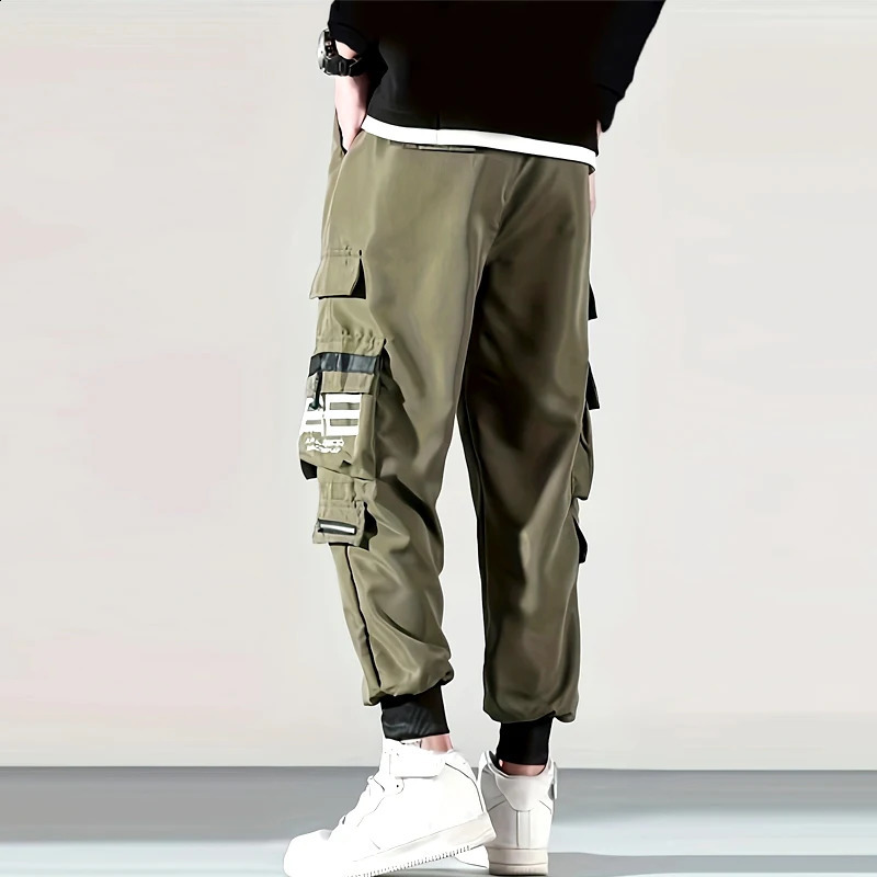 Outdoor Casual Pants Mens wear-resistant loose-fitting straight-leg multi-pocket overalls mens trousers 250516