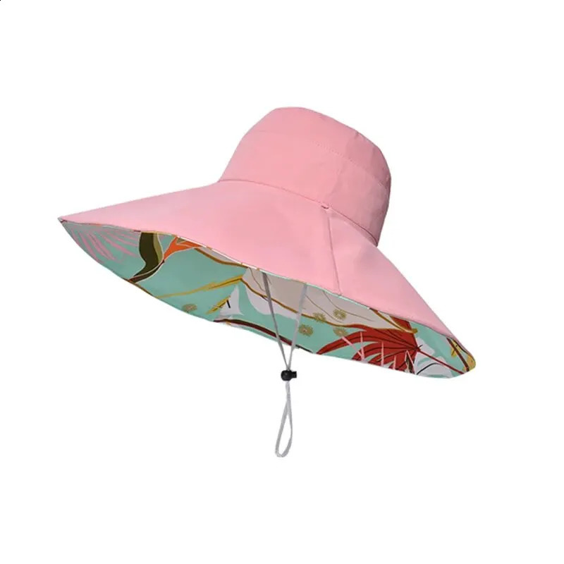 Xinbaoguan 100%polyester8240Cross-border WOMENS Double-sided Enlarged Brim Fisherman Hat Summer Sun Hat Fashionable Sun Hat 250520