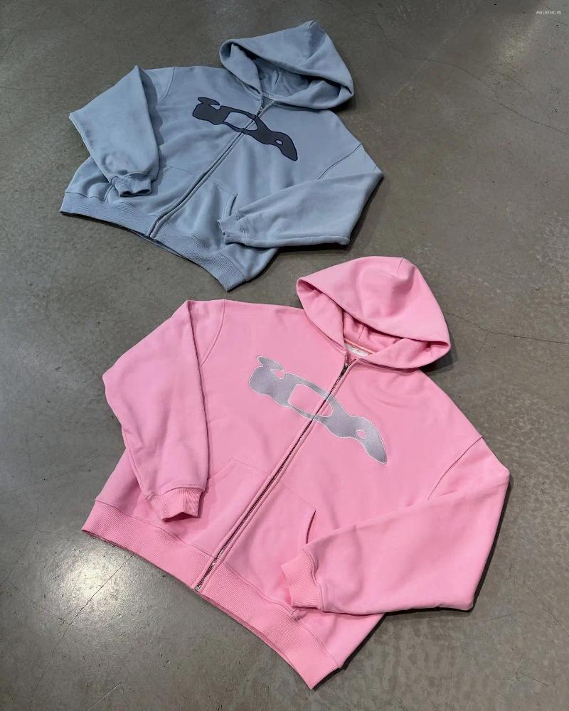 Mens Hoodies Letter Zipper Hoodie Men Clothing IDA Fashion Trendy Embroidery Oversized Loose Sweatshirt Women Street Zip Up Jacket