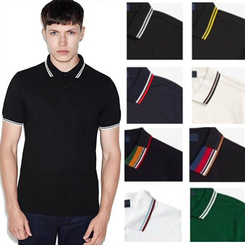 Polos Fred Mens Wheat Ear Polo Shirt Simple Solid Color Business Casual Slim-Fit Lapel Short-Sleeved T-Shirt Embroidery and print XS-2XL