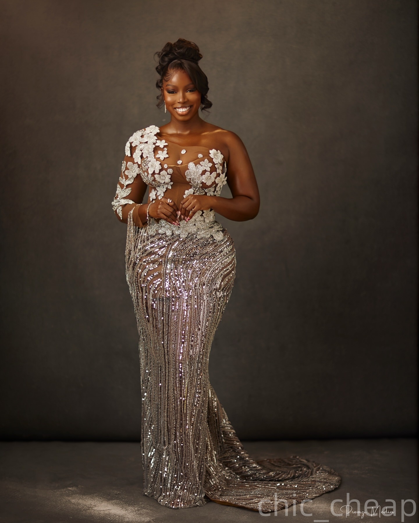 Mermaid Silver Plus Size Prom Dresses 2025 Flowers Crystals Sequined Illusion Evening Formal Party Second Birthday Engagement Gowns Dress For Special 