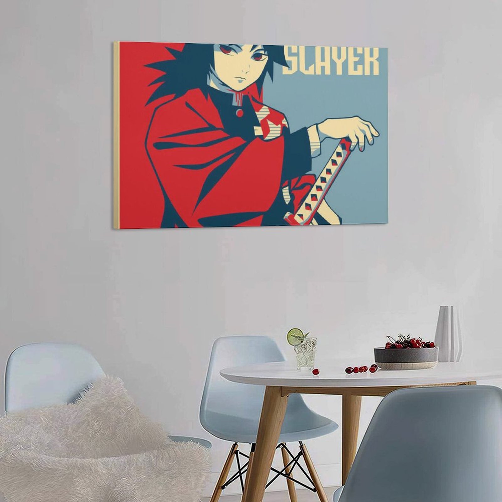 Wall Art Hanging Picture-Rectangle Demon Slayer Giyu Tomioka Cartoon Frame-style Canvas Prints Wall Painting Picture Paintings for Living Room Home De