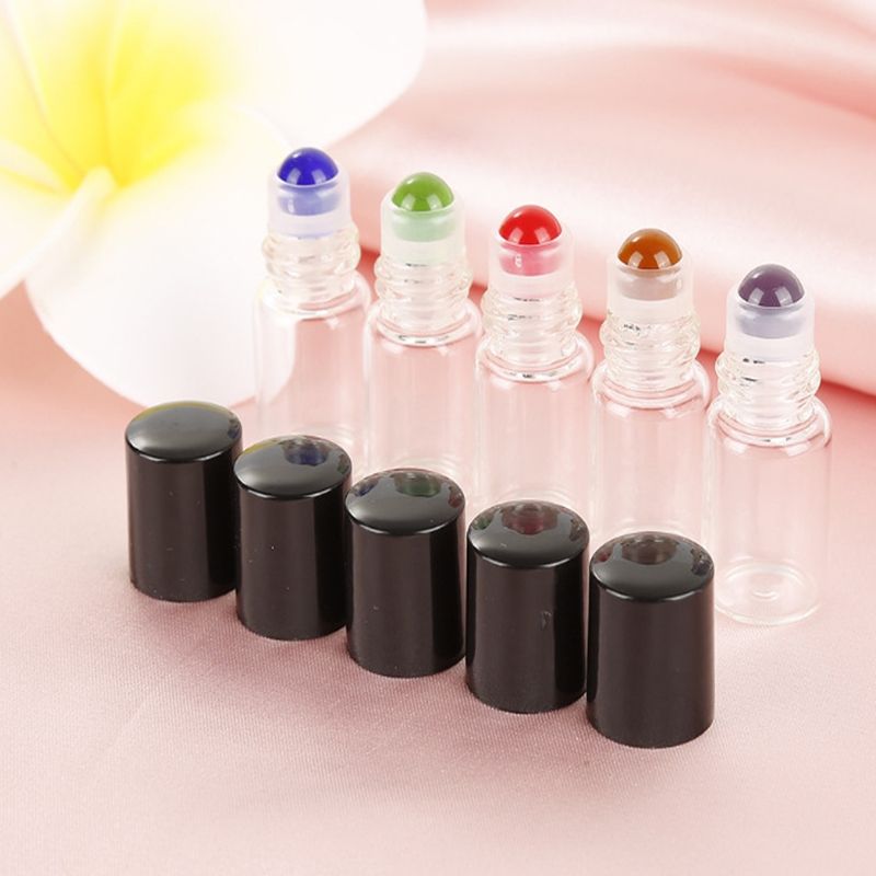 1ml 2ml 3ml transparent glass perfume bottles refillable roll on bottles colorful roller essential oils glass vials tube