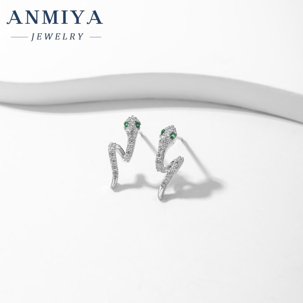 Custom Women Personalized Animal Snake Wrap Stud Earrings Gold Plated CZ 925 Silver Serpent Snake Shape Jewelry Earrings