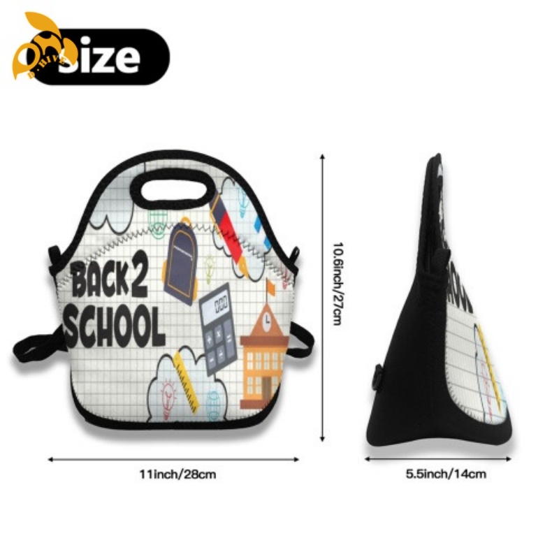 Free delivery. Top fashion designers customize lightweight high-quality white black double-layer schoolbags and meal bag sets.