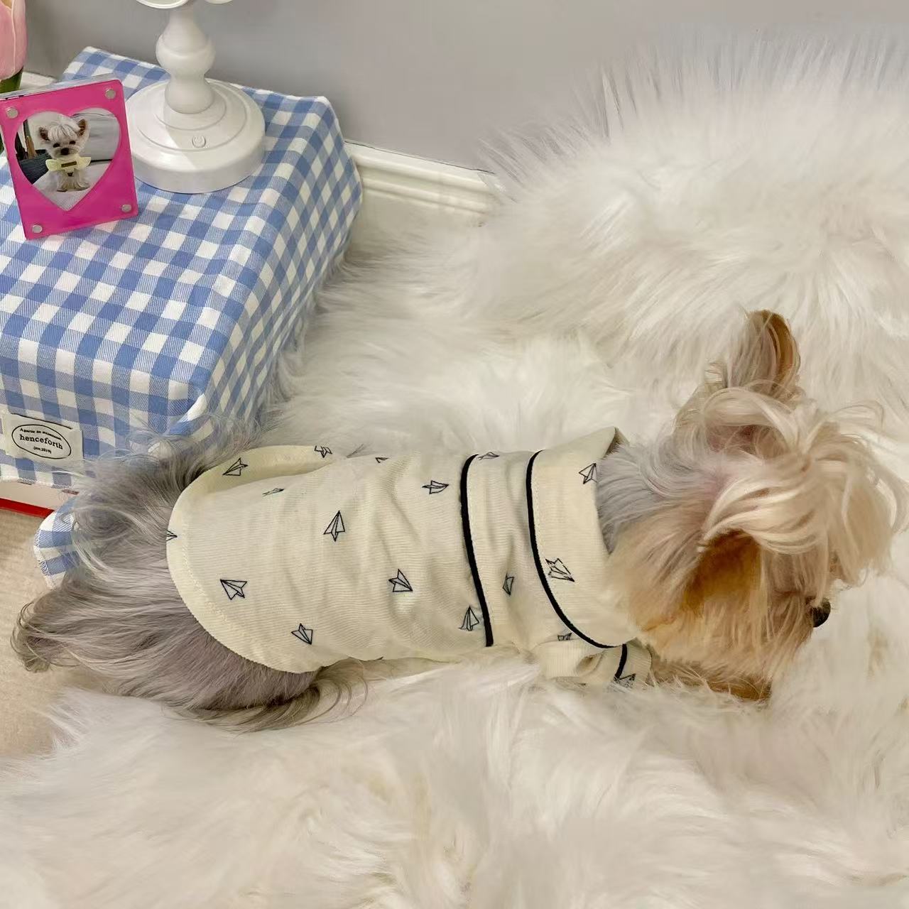 T00327 Pet Clothes Corduroy Simple Vest Small Dog Cartoon Suspender Vest Cute Dog Cat Clothes