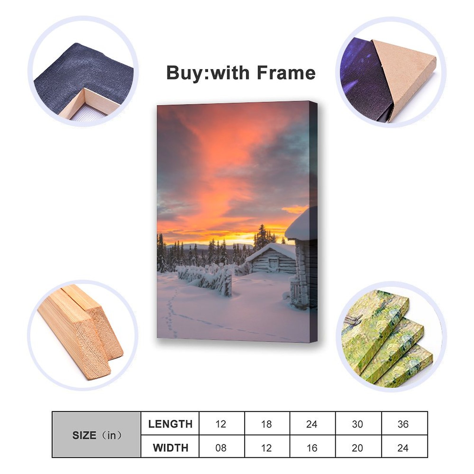 Home Decor Luxury Painting Sunrise Red Sky at Morning Natural Landscape Frame-style Canvas Prints Wall Painting Wall Art Decor Print Paintings for Liv