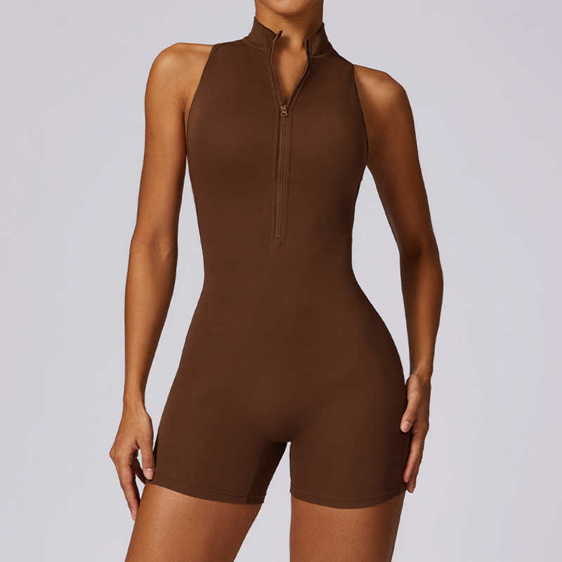 Spring high-intensity exercise, back beauty yoga jumpsuit, zipper nude tight jumpsuit fitness suit, swimsuit for women y250522
