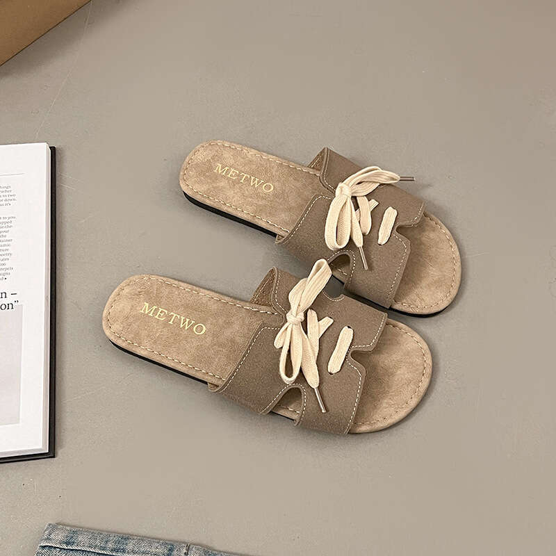 Versatile Sandals Retro Casual One Word Dragged Women's 2025 Summer Designer Sandals New Style For Outerwear Fashion Lazy Slippers Flat Cool Slip