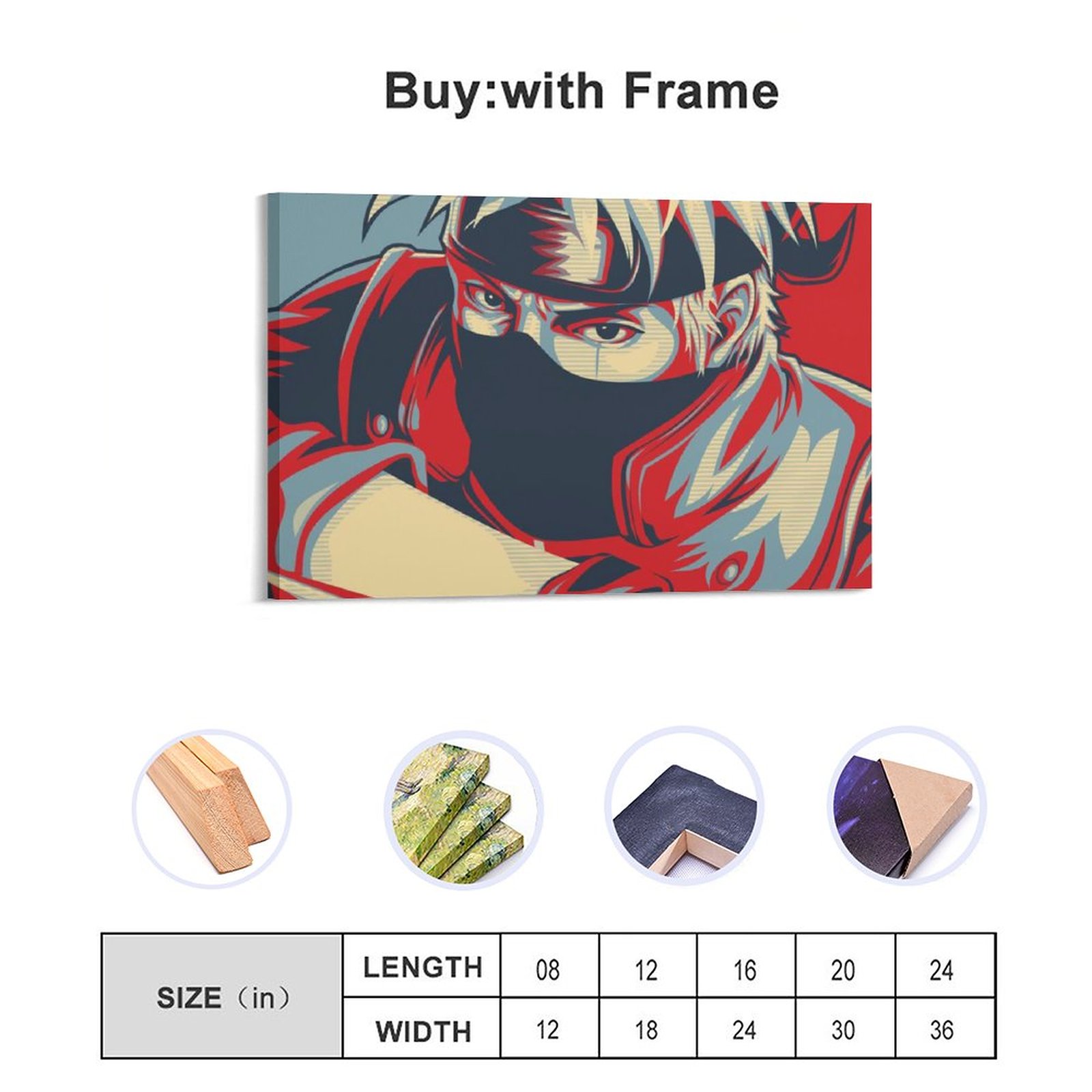 Hanging Picture-Rectangle Anime Kakashi Frame-style Canvas Prints Wall Painting Wall Art Decor Print Picture Paintings