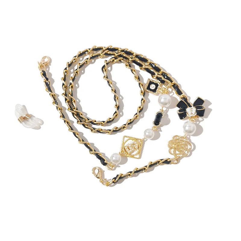 Vintage Glasses Chain Irregular Panels Black Pu Chain Jewelry for Women 250522