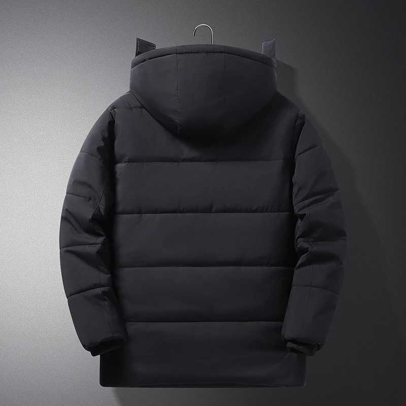 YJKVUR 2024 Winter New Jacket Men Mid-Length Thick Warm Waterproof Hooded Parka Windbreaker Military Fleece Plus Size Coat Z250522