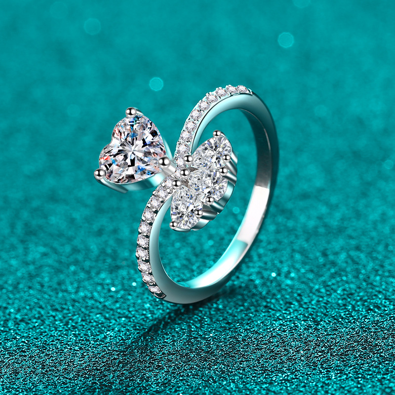 Elegant 925 Sterling Silver Moissanite Heart-Shaped Ring - Ideal Gift for Engagement, Anniversary, and Special Occasions