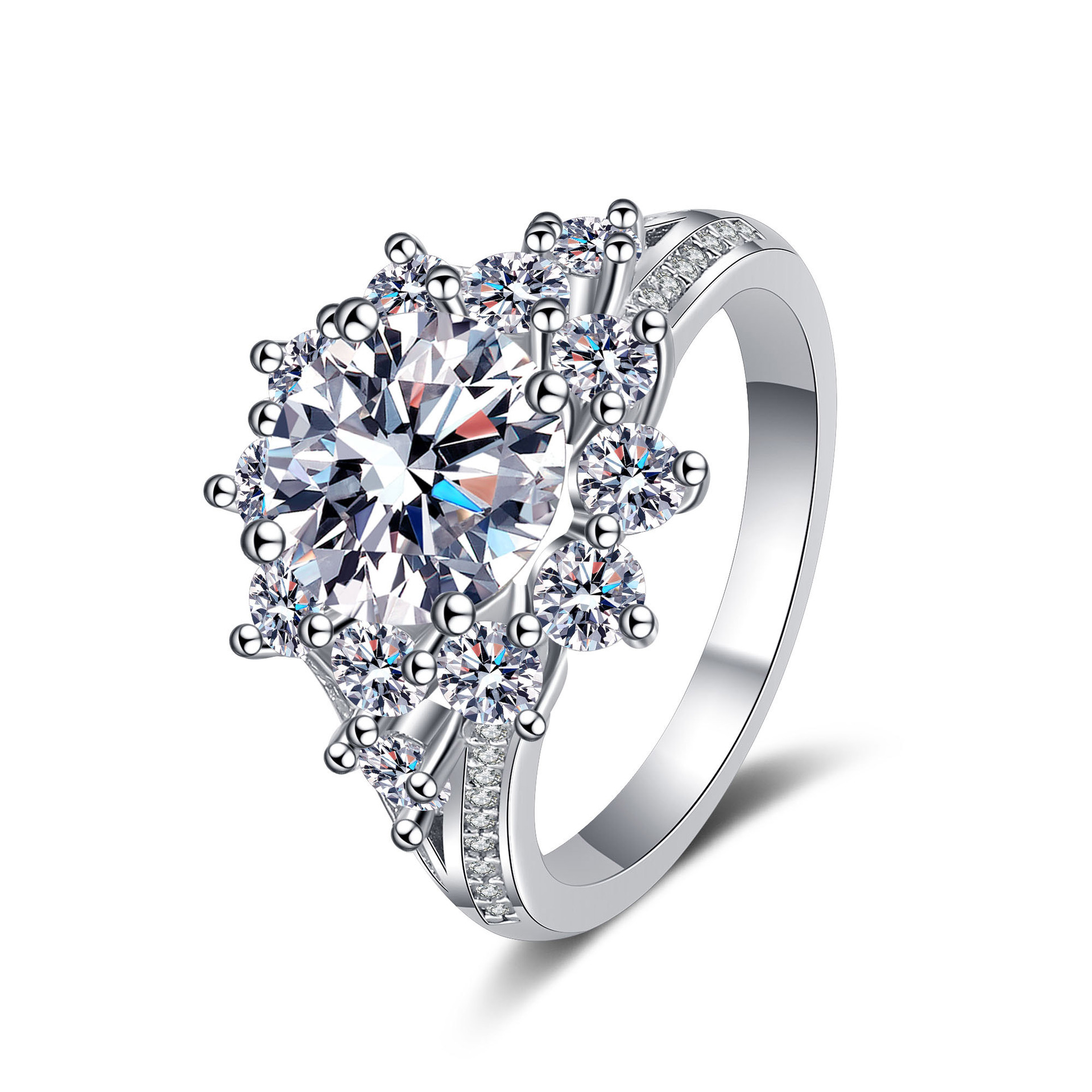Elegant S925 Sterling Silver 3ct Moissanite Ring with PT950 Gold Plating - Luxury Engagement Ring for Women with Timeless Design