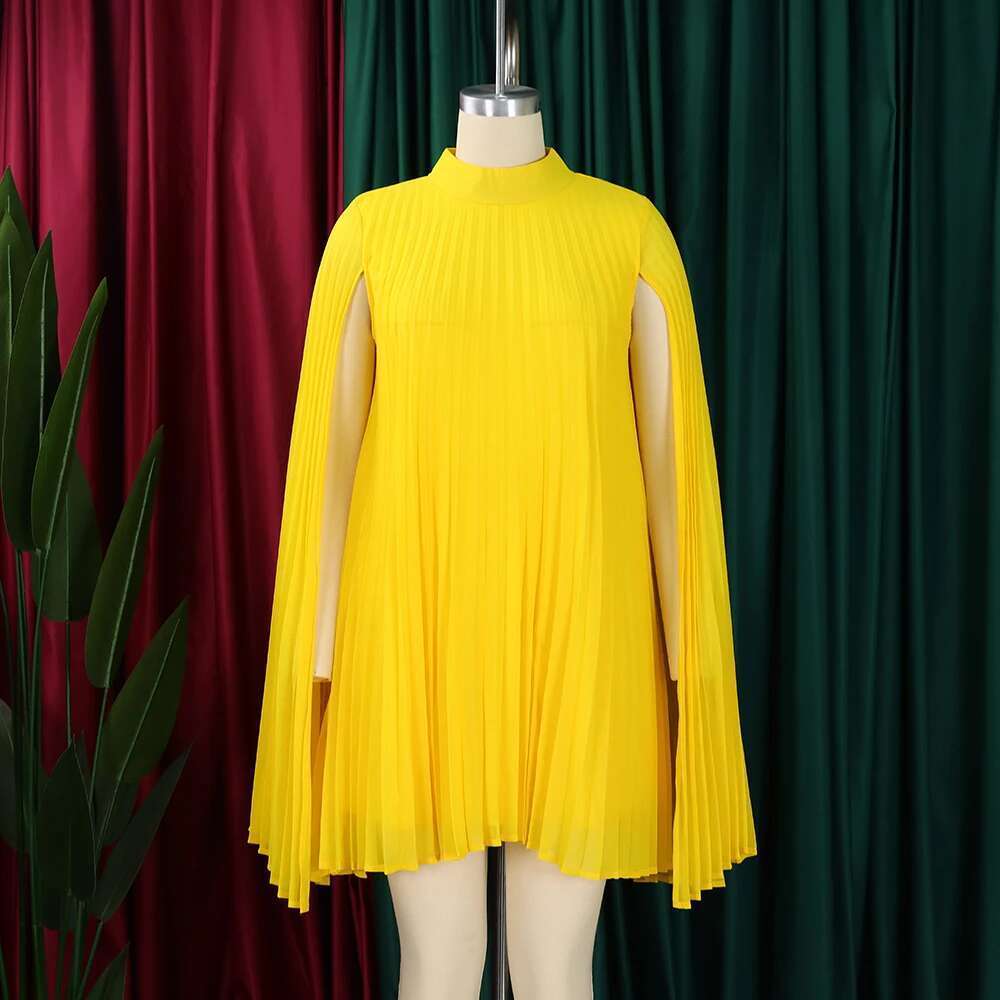 Chiffon For Women Elegant 2024 New Round Neck Batwing Sleeve Loose Knee Length African Birthday Party Dinner Dress
