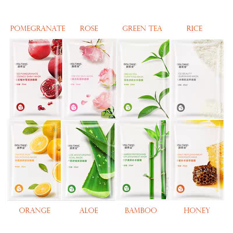 Bisu Tang Fruit and Plant Facial Mask Mixed-Pack 50Pcs
