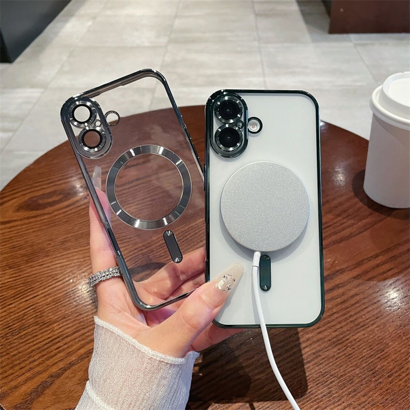 Electroplating Magnetic Case For iPhone 16 16e 15 14 13 12 11 Pro Plus Samsung S22 S23 S24 S25 Ultra Note 20 Plus Soft Magsafe Cover With Camera Lens 