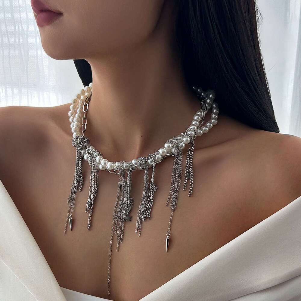 New Temperament Versatile Multi Option Jewelry Apathetic Style Heart Pearl Pendant Necklaces with Personalized Tassel Alloy Chains