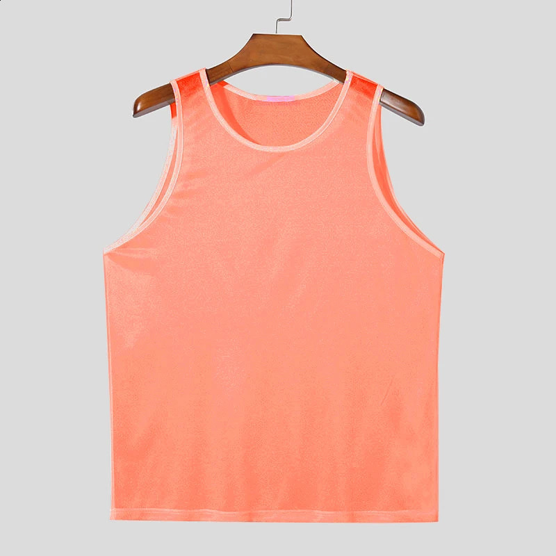 Summer Mens Clothing Knit Hollw Out Tank Tops O Neck Sleeveless Mesh Sexy Solid Color Vest Breathable Knitwear S-3XL 250519