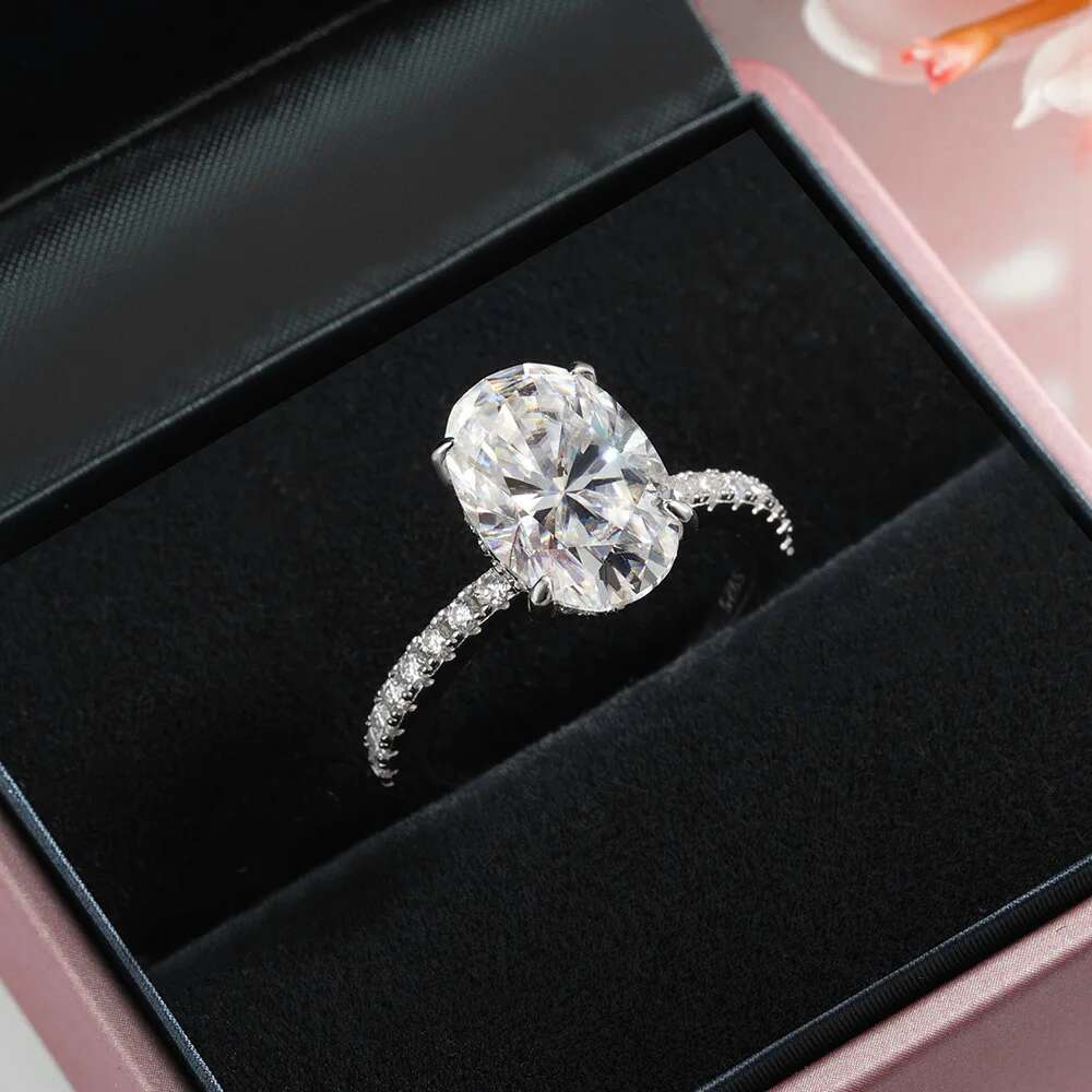 BXINY 1/2/3/4CT Oval Cut Moissanite Rings S Sier D Color VVS Lab Dia For Women Wedding Bands Fine Jewelry GRA Certified