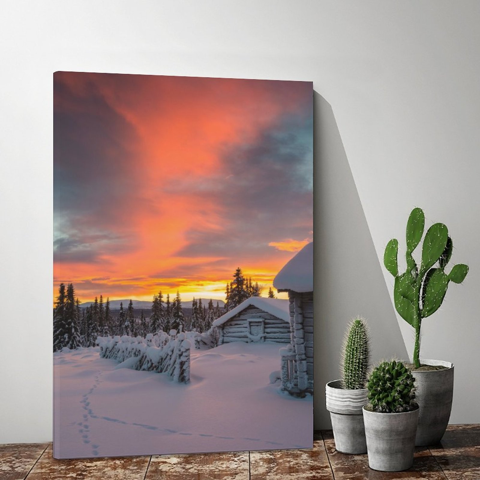 Home Decor Luxury Painting Sunrise Red Sky at Morning Natural Landscape Frame-style Canvas Prints Wall Painting Wall Art Decor Print Paintings for Liv