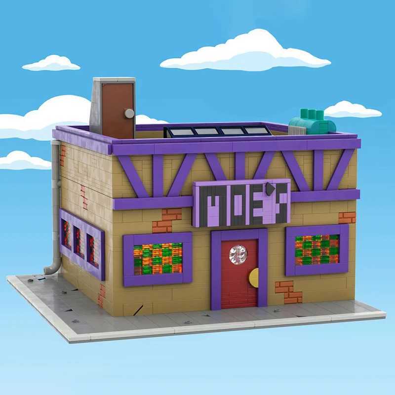 Bricklink Ci House Anime Simpsoned Modular Moes Tavern Model Architecture Street View Building Blocks Kid Toys Gift W250522
