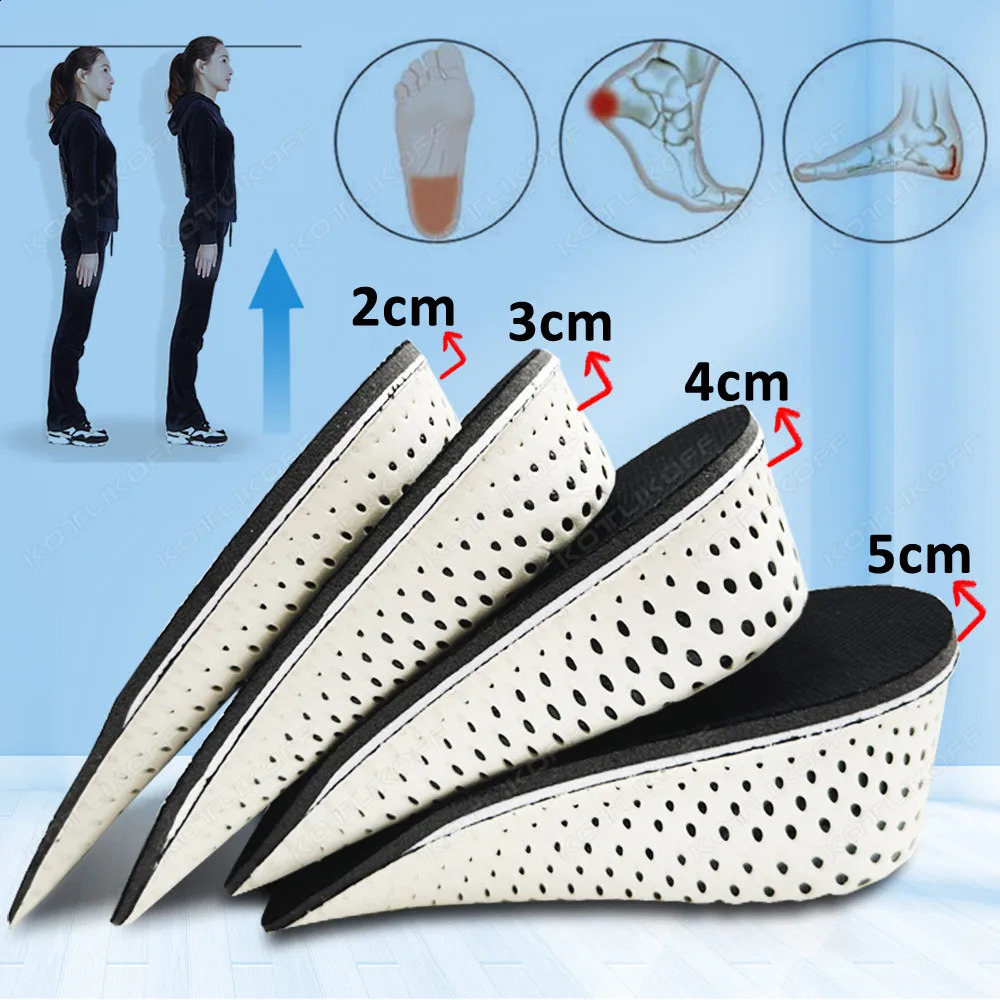 1 Pair For Women Men Height Increase Insole Half Shoe Insoles Heel Insert Sports Shoes Pad Cushion 2-5 CM Invisible Shoe Lifts 250521