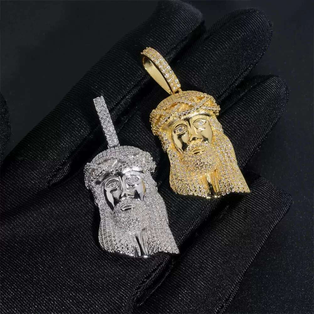 Hiphop Iced Jesus Sterling Sier Rock Men Bling Moissanite God Pendant Tennis Chain Plated Gold