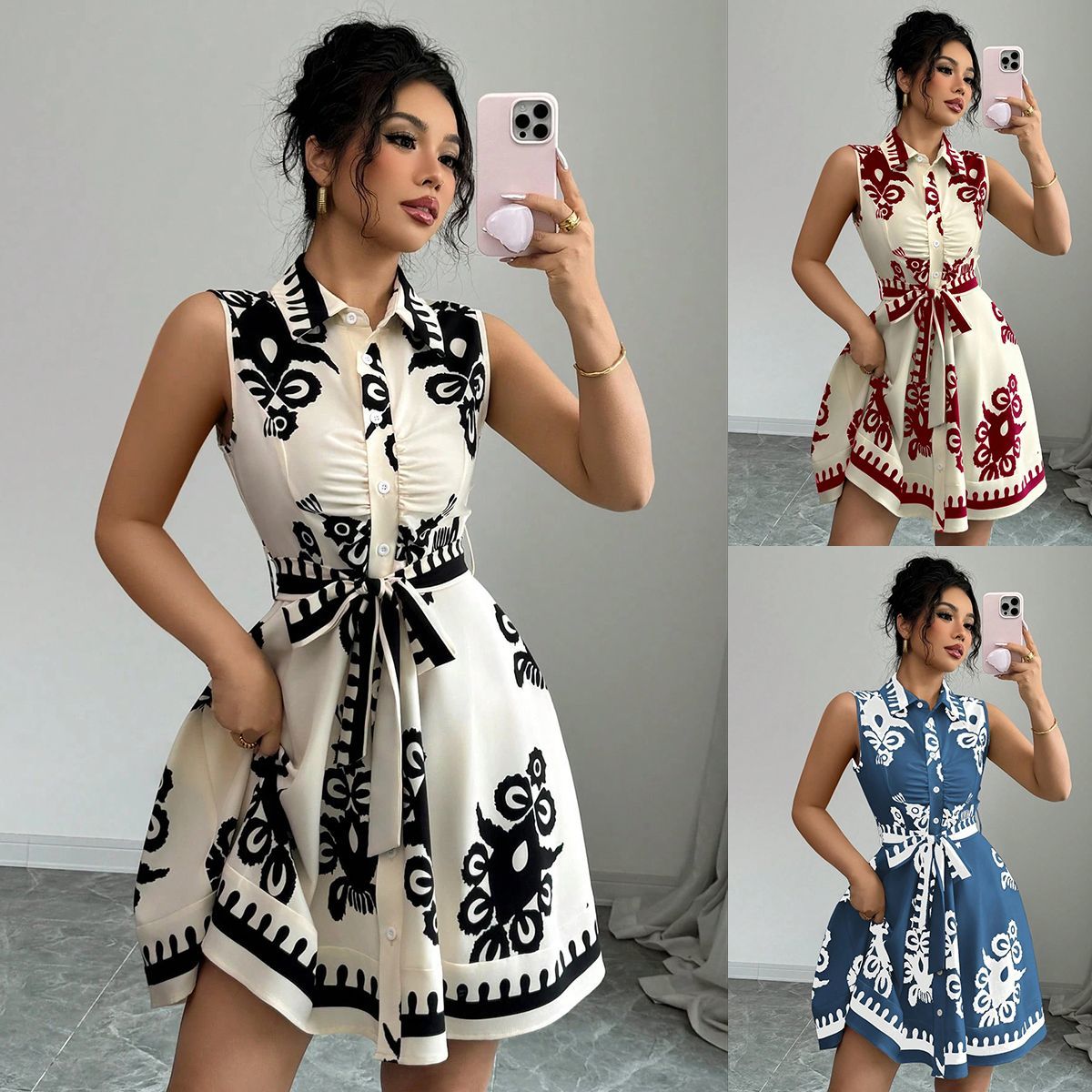 Robes de fête décontractées sexy Femmes Bikini Summer Robe de balle sans manches Soirée de soirée Prage Prom Designer Robe courte Vêtements pour