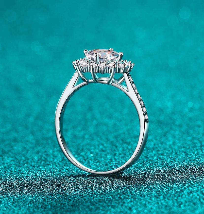 Elegant S925 Sterling Silver Moissanite Ring with Floral Sunflower Design - High-End, Hypoallergenic Jewelry for Women