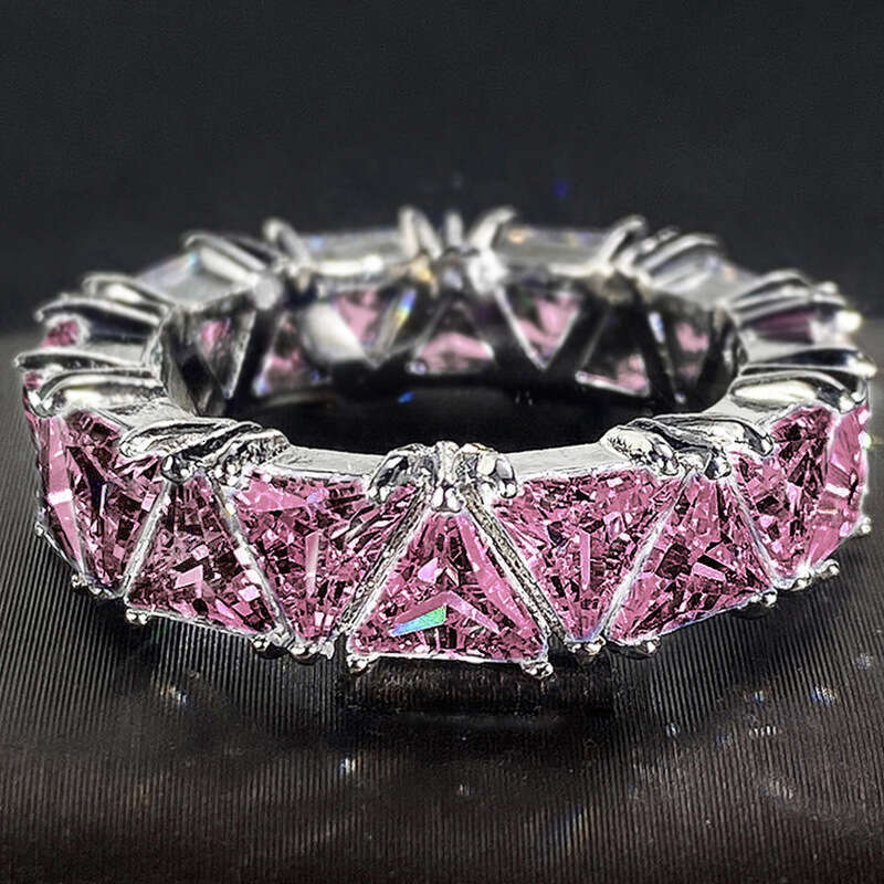 Zircon Closed Circle Pave Dia Ring for Women, Niche Jewelry Design