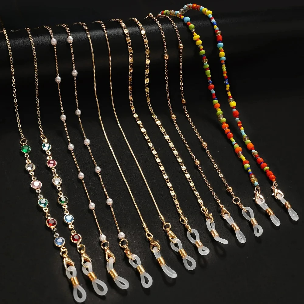 Womens Sunglasses Mask Chain Acrylic Pearl Crystal Glasses Chain Hanging Rope Glass Fashion Jewelry Wholesale 250522
